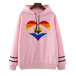 Pull lgbt coeur doigt rose