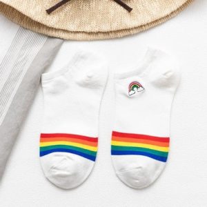 Chaussettes blanche arc-en-ciel LGBT