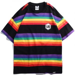 T shirt noir capsule arc-en-ciel LGBT